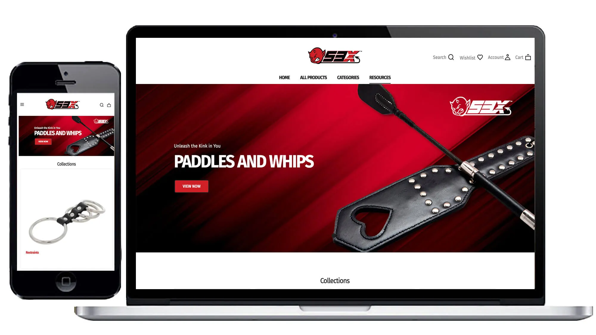 53-X Shopify retail storefront configured for cross-device viewports and live inventory data