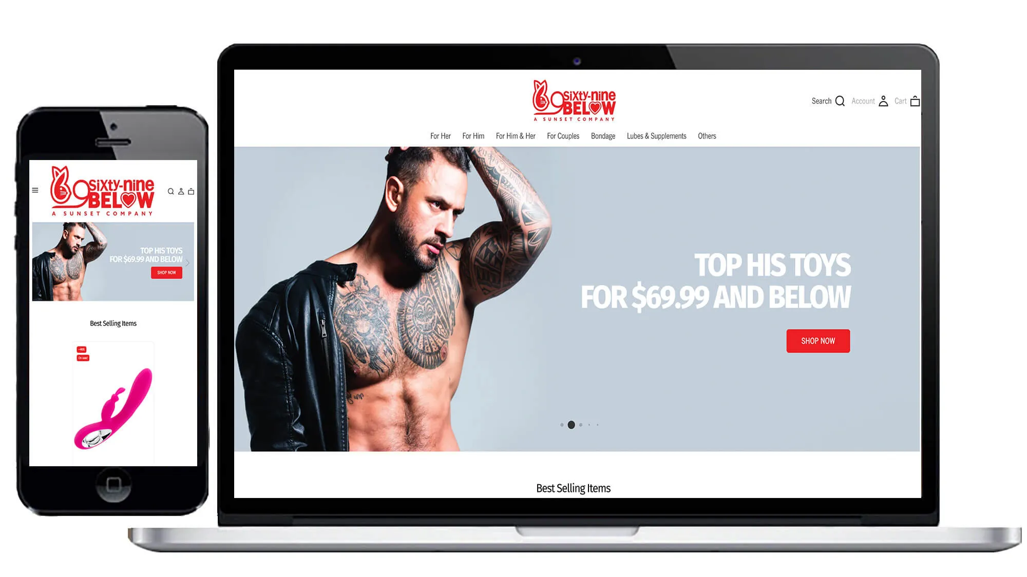 69Below customized Shopify storefront interface optimized for active web users