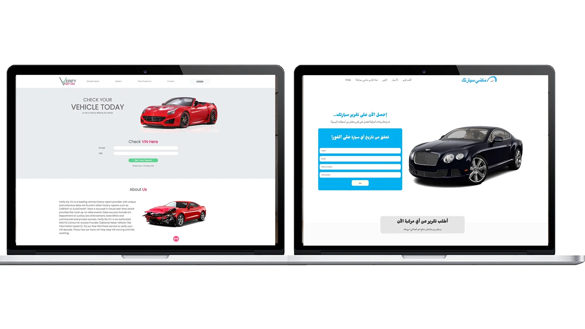 Custom bilingual English LTR and Arabic RTL web development projects built with Next.js and custom UI architecture