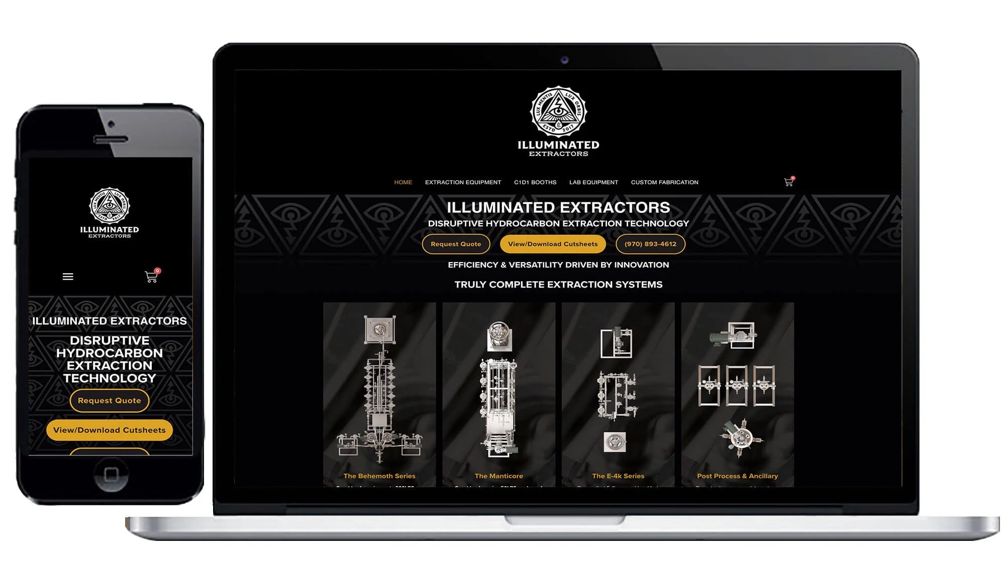 Illuminated Extractors WooCommerce ecommerce website